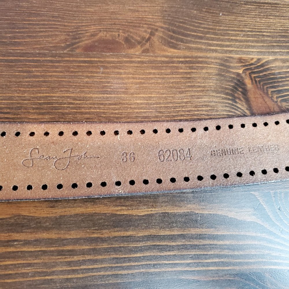 Sean John Brown Genuine Leather Buckle Belt - Picture 3 of 4